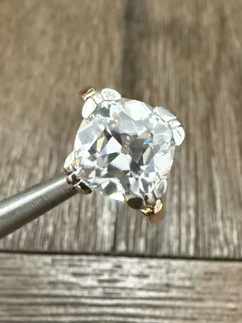 2.80ct Old Mine Cushion Cut Moissanite Ring